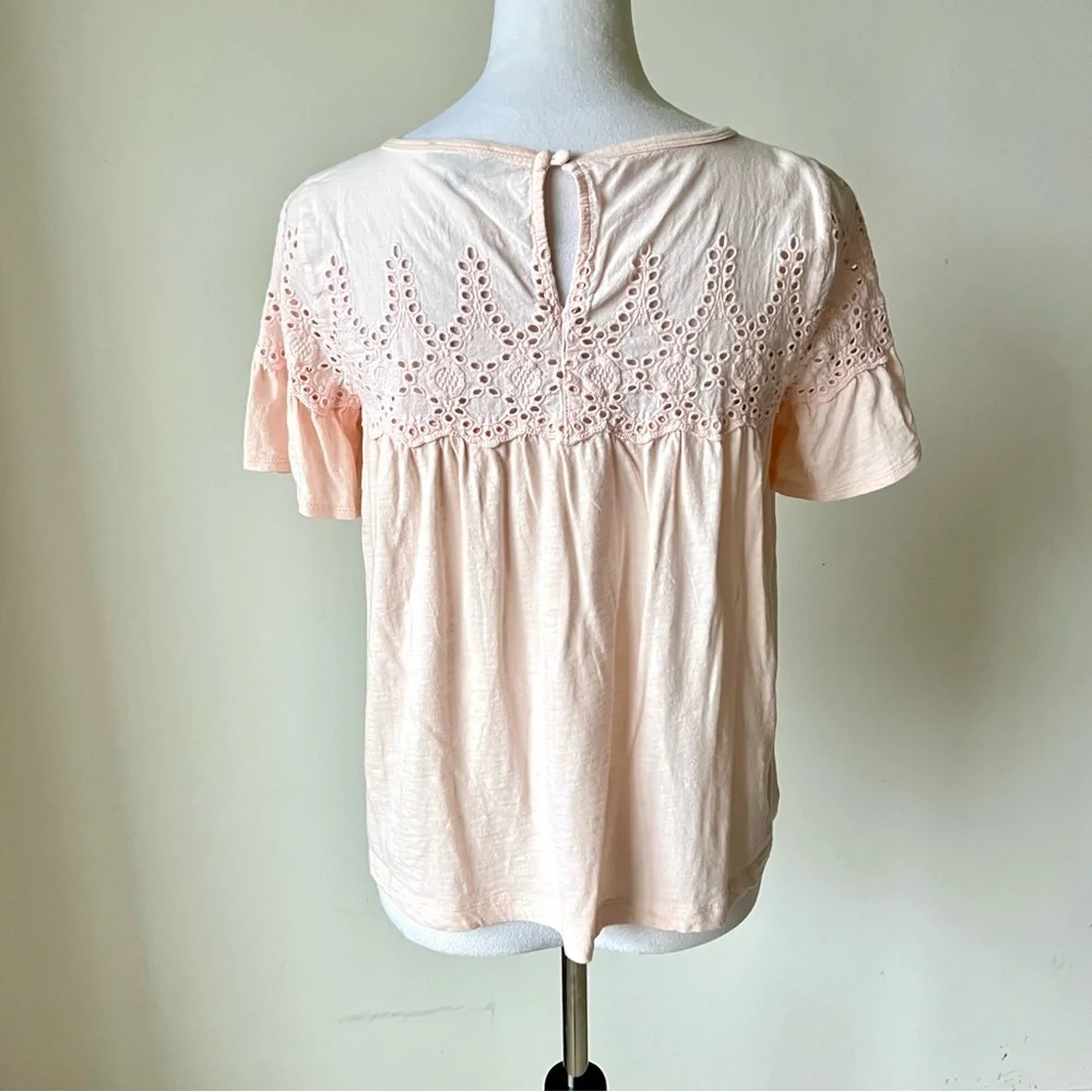 J. CREW Cotton Eyelet Babydoll Flutter Sleeve Top—SZ. XS